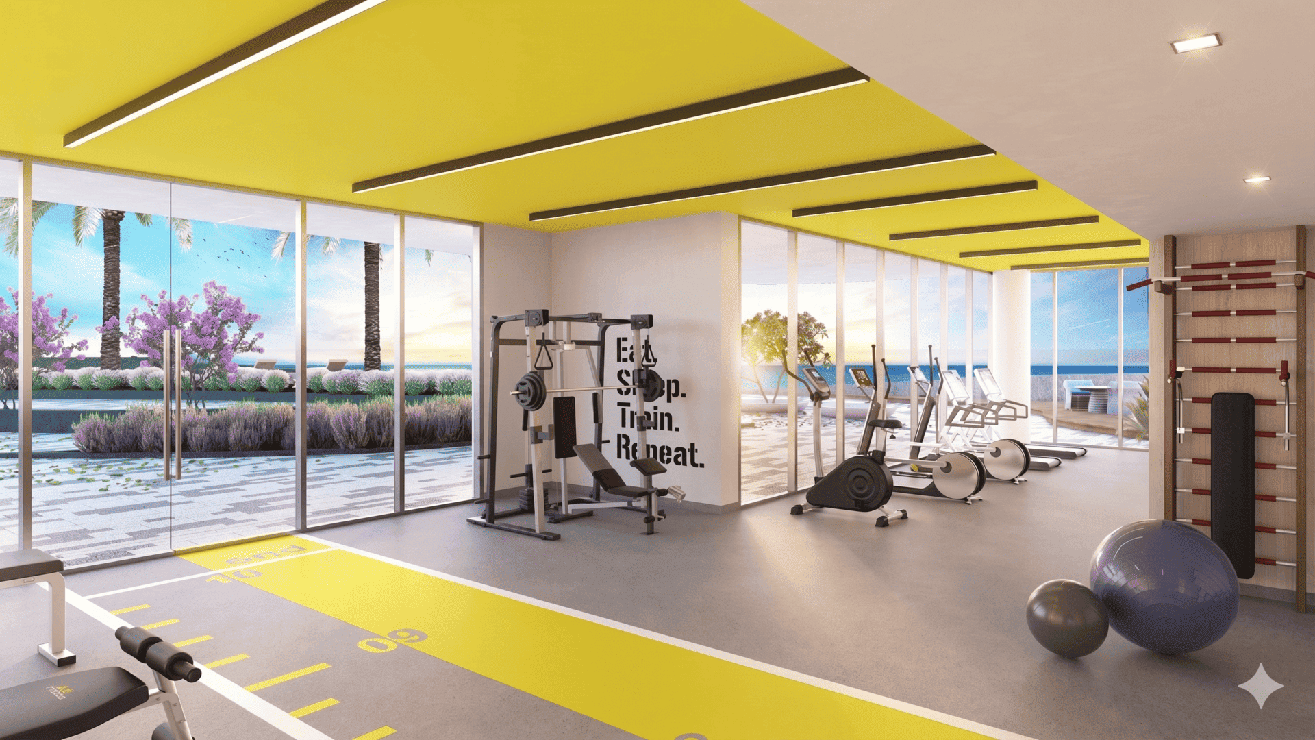 Phòng tập gym và yoga tại Imperia Green Paradise có diện tích mặt sàn rộng rãi cùng hệ thống máy móc nhập khẩu cao cấp.